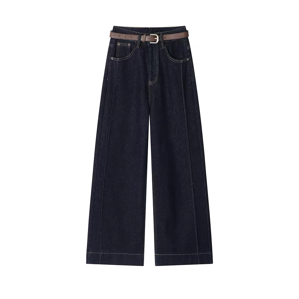 27108#冬季时尚植绒加厚高腰牛仔裤