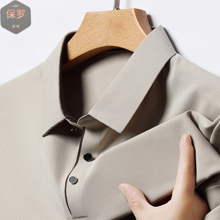 保罗家族夏季男士短袖冰丝Polo衫纯色薄款透气半袖商务休闲T恤衫