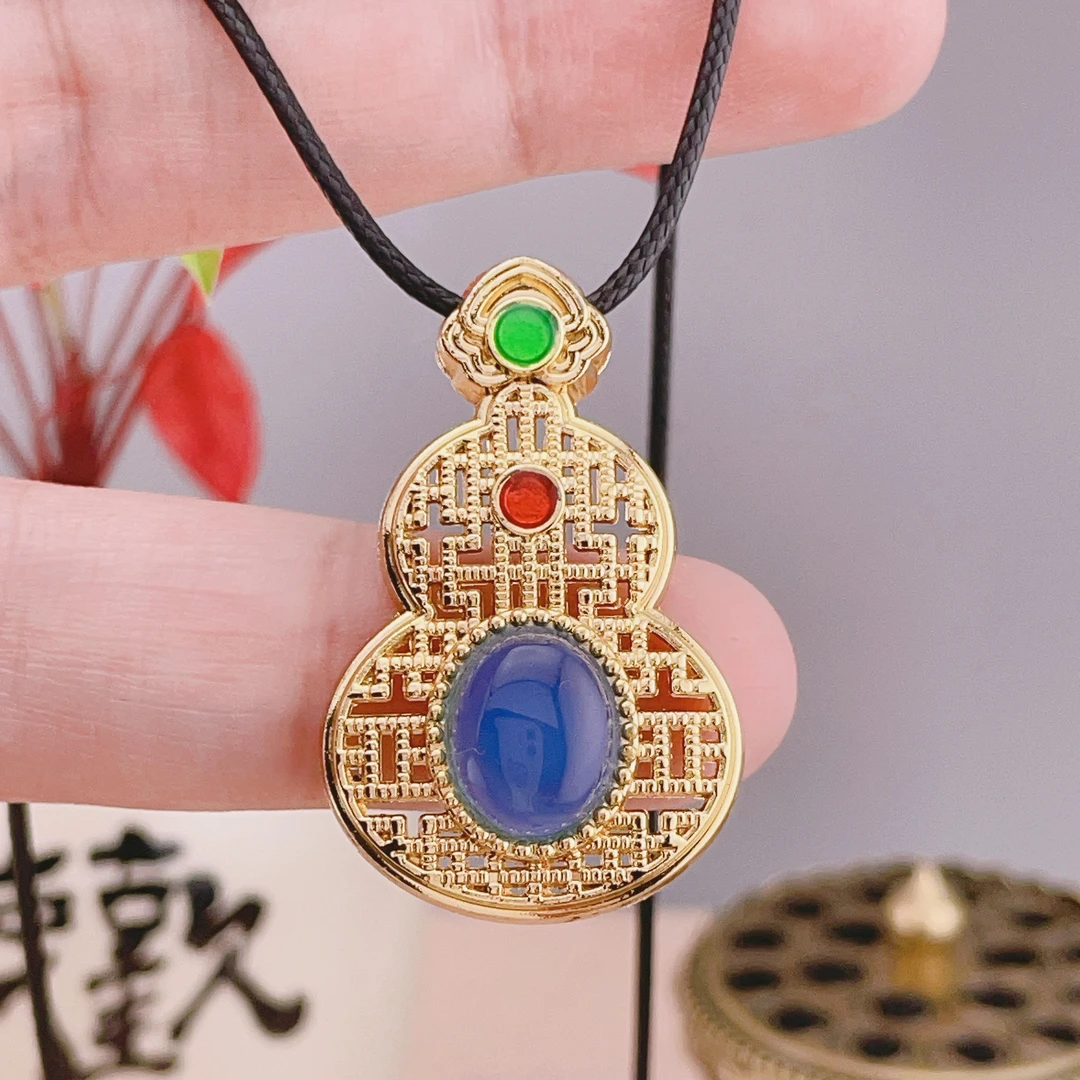 玉髓/玛瑙吊坠兰玉石镂空拉丝葫芦颈饰气质时尚潮流女士挂坠F774