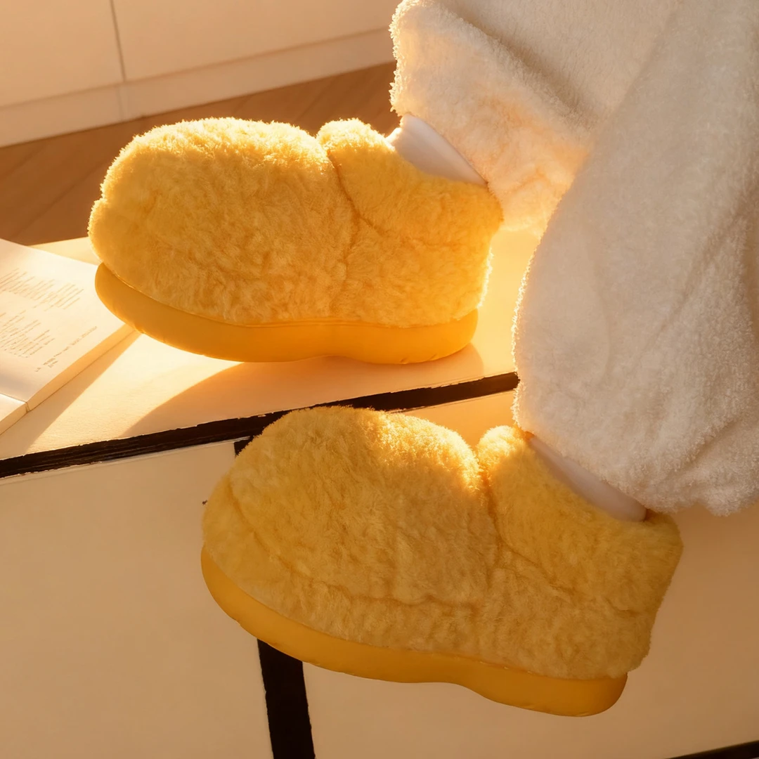 秋冬季棉鞋女款居家外出保暖防滑新款情侣毛绒棉鞋加绒加厚棉鞋女