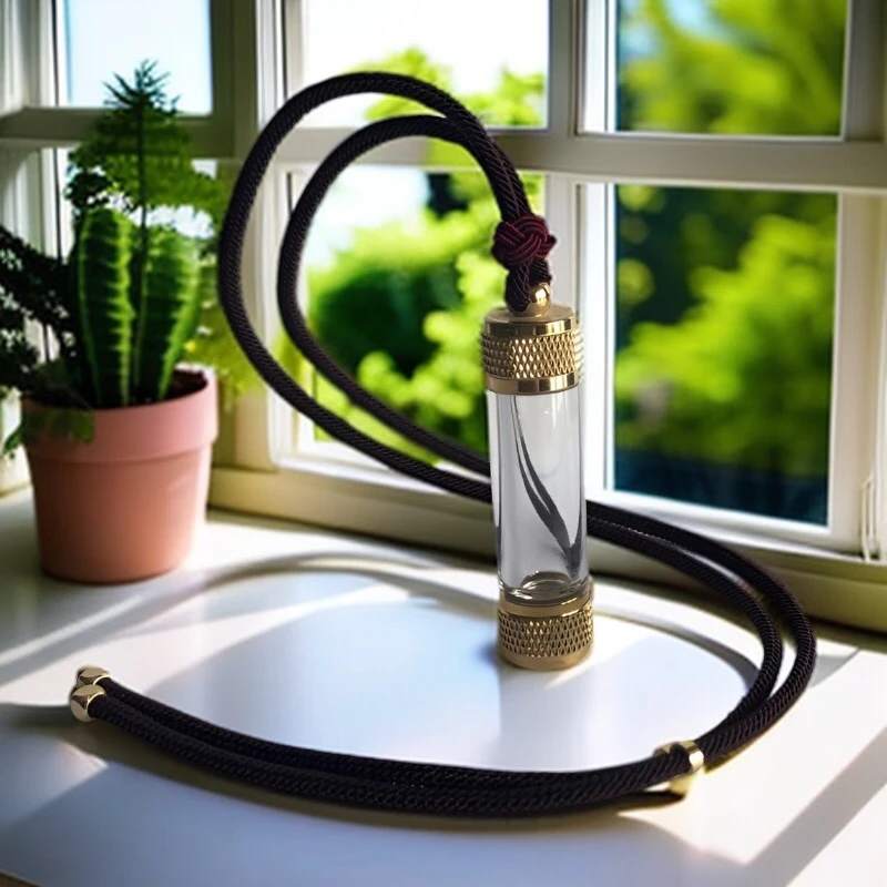 铜合金石英石项链 水晶瓶吊坠手工磨制