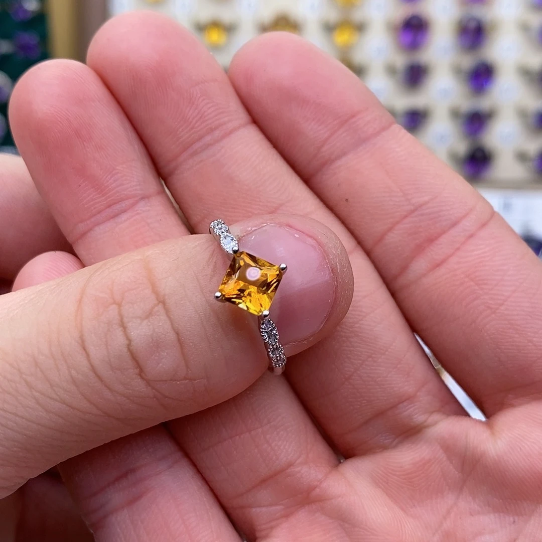 黄晶纯天然无优化黄水晶裸石定制银S925镶嵌且**说