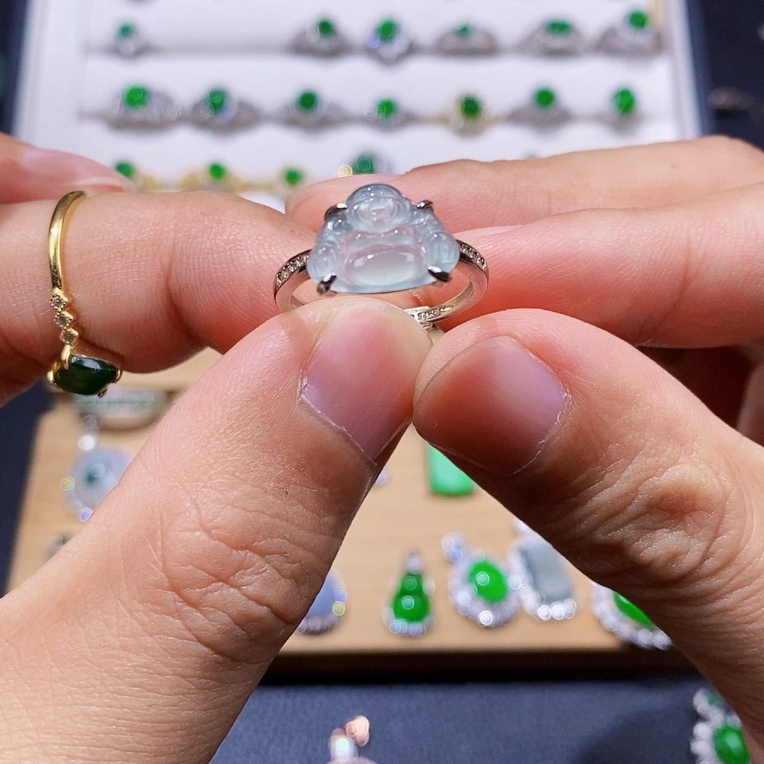 银S925镶嵌戒指翡翠昔***?戒指