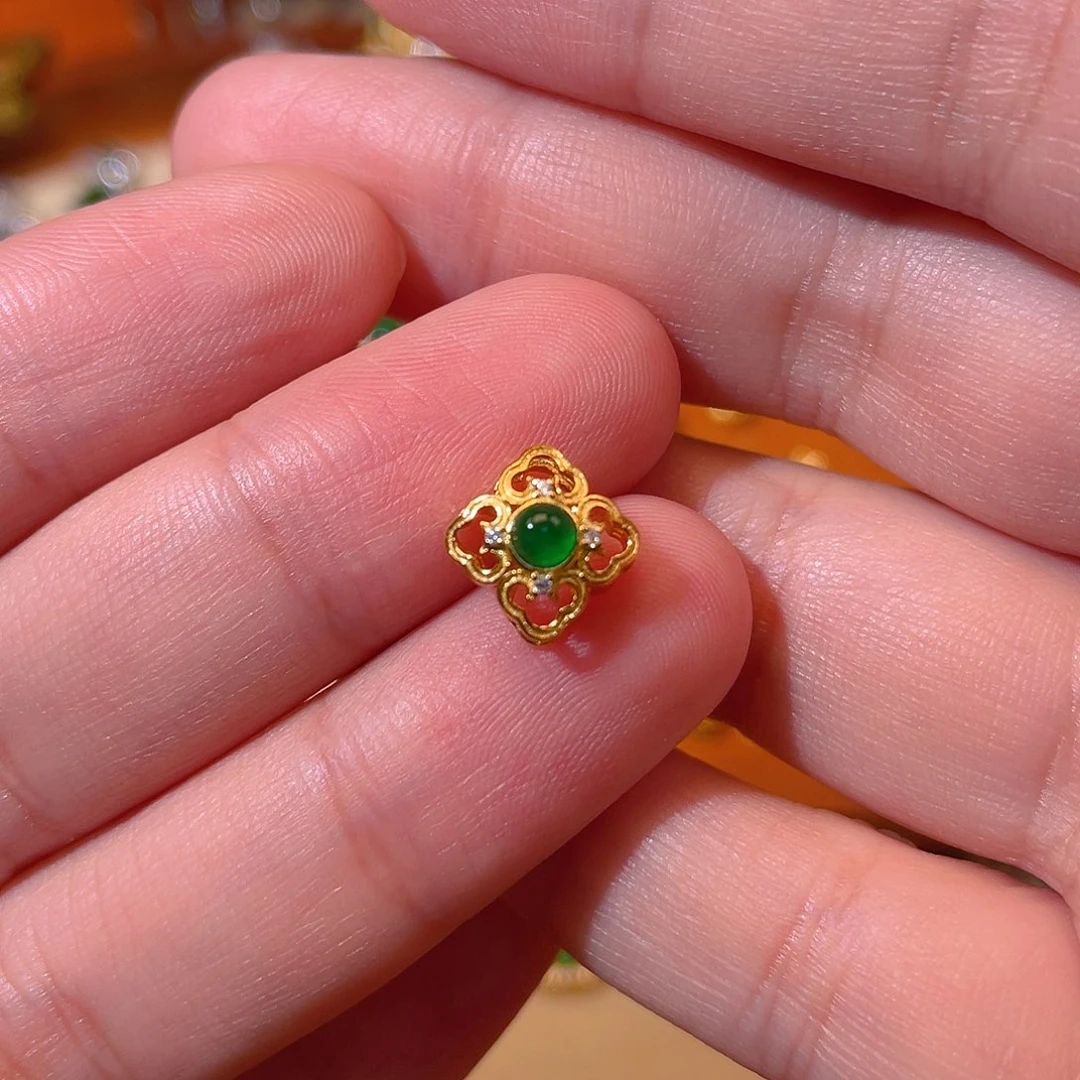 吊坠(不含链)银S925镶嵌翡翠