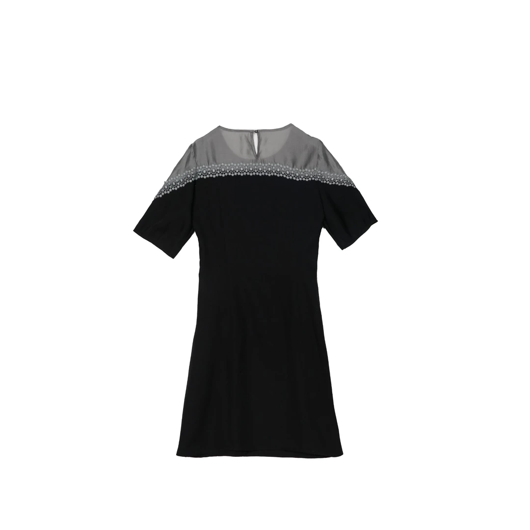 夏季款洋气拼接高级感显瘦黑色连衣裙 NTS682578