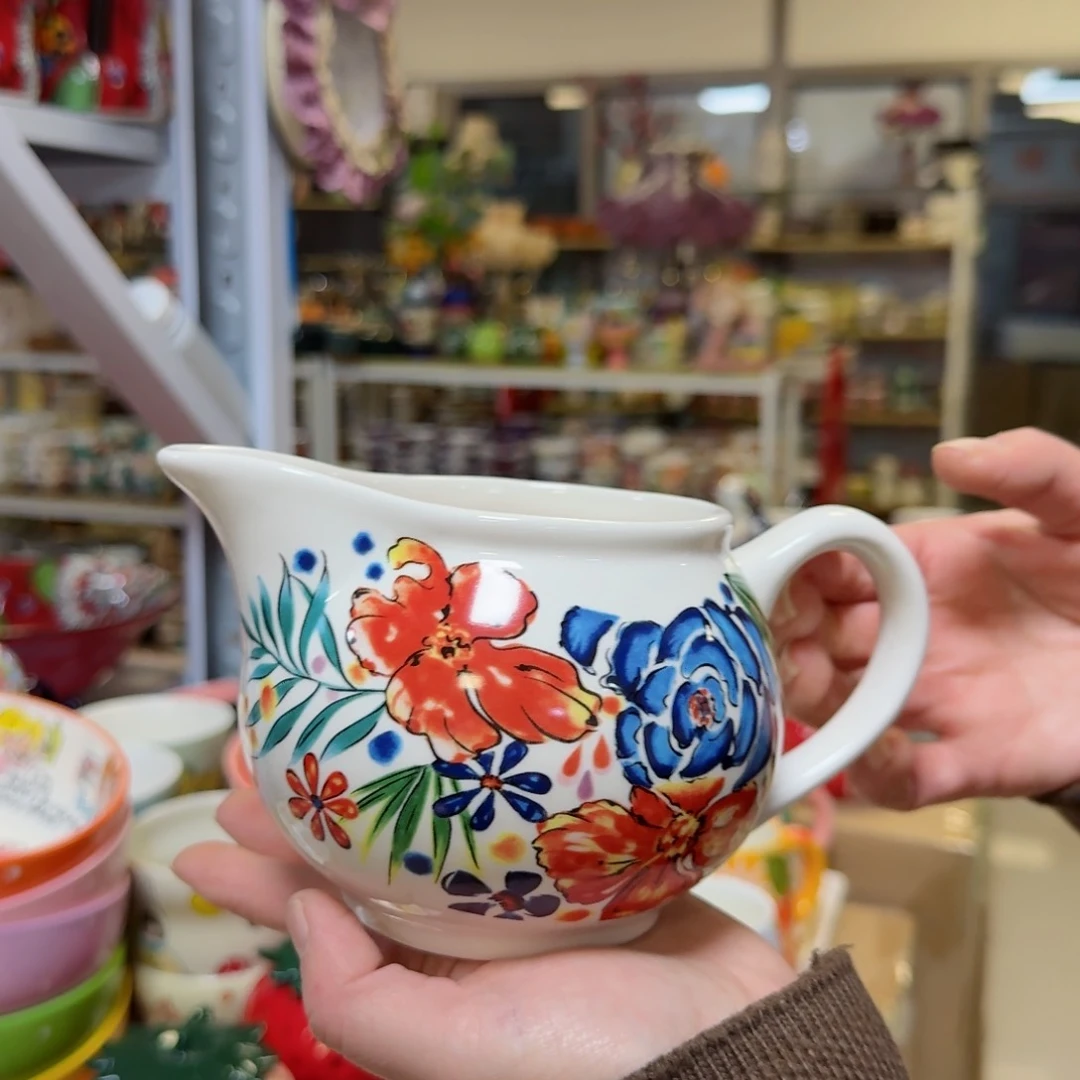 瓷片550毫升繁花小奶壶一只