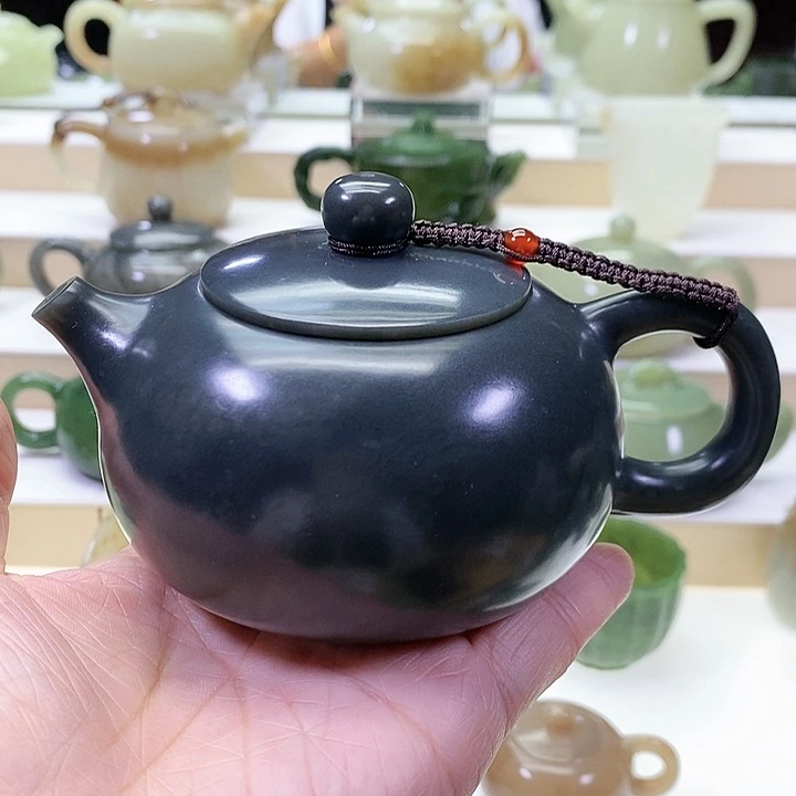和田玉未镶嵌挂件茶壶220m l