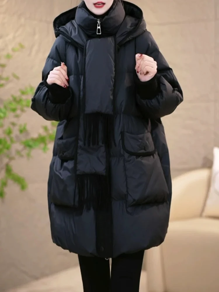 冬季新款优雅时尚百搭气质显瘦减龄休闲棉服加厚保暖中长款0197