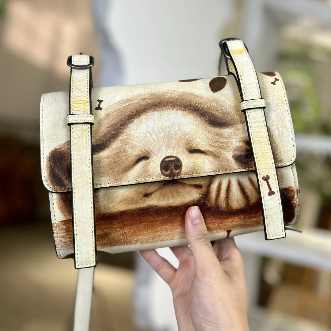 原创设计纯手工彩绘女包时尚斜跨真皮包手绘牛皮剑桥包【11122】