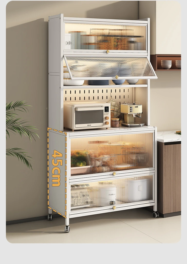 厨房餐边加宽客厅加厚收纳柜储物柜带门微波炉烤箱落地碗柜置物柜