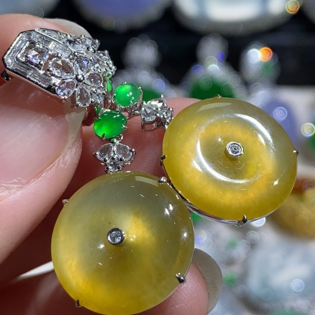 翡翠18K金镶嵌耳饰耳饰