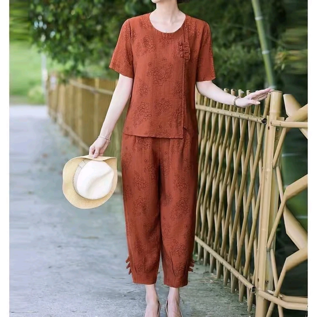 中老年女装宽松显瘦简约大气夏季大码妈妈装