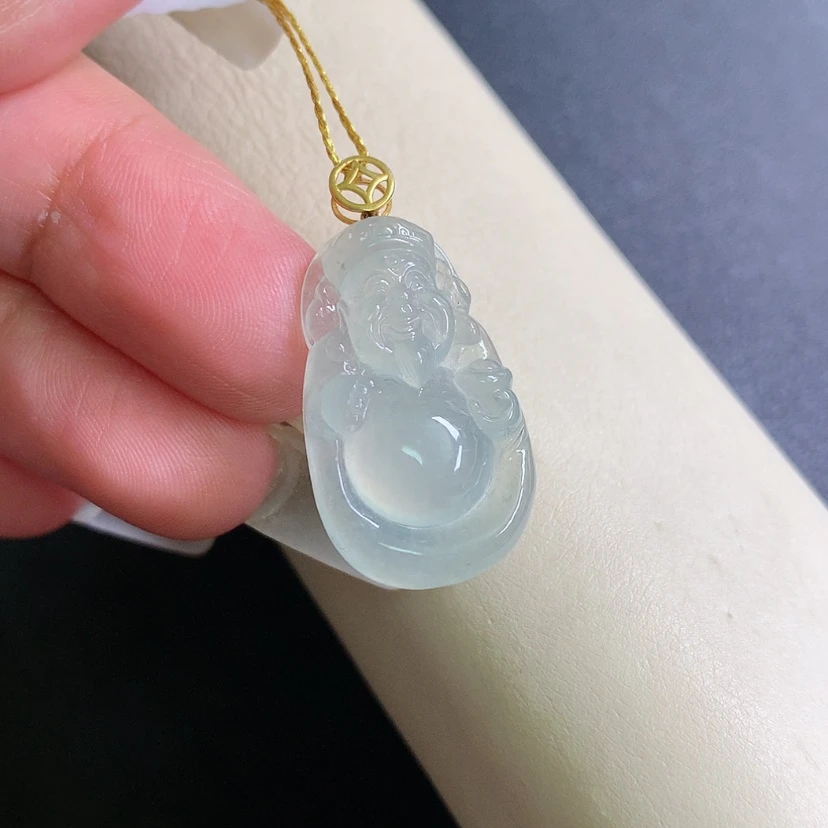 【闪购商品】翡翠颈饰18K金镶嵌财神