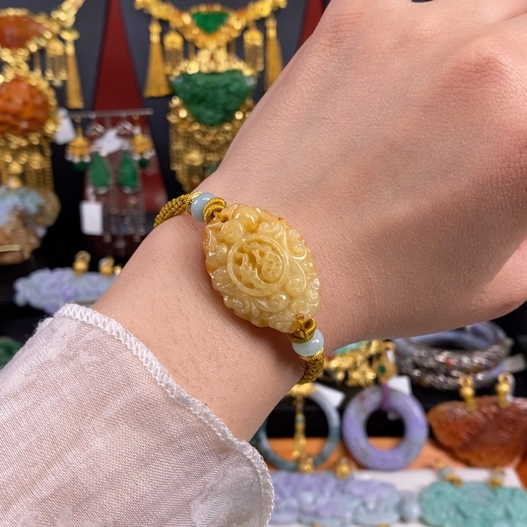 翡翠手链未镶嵌福禄手牌 亏清