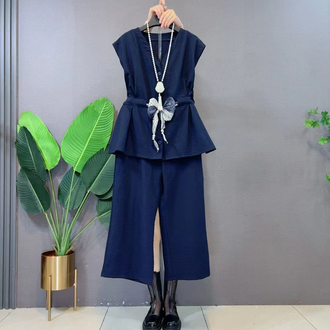 欧货夏季新款时尚高端轻奢设计感气质宽松显瘦休闲套装女洋气套装