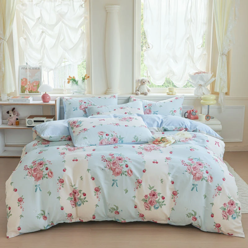 全棉100%棉长绒棉斜纹印花四件套四季通用学生宿舍床单被罩