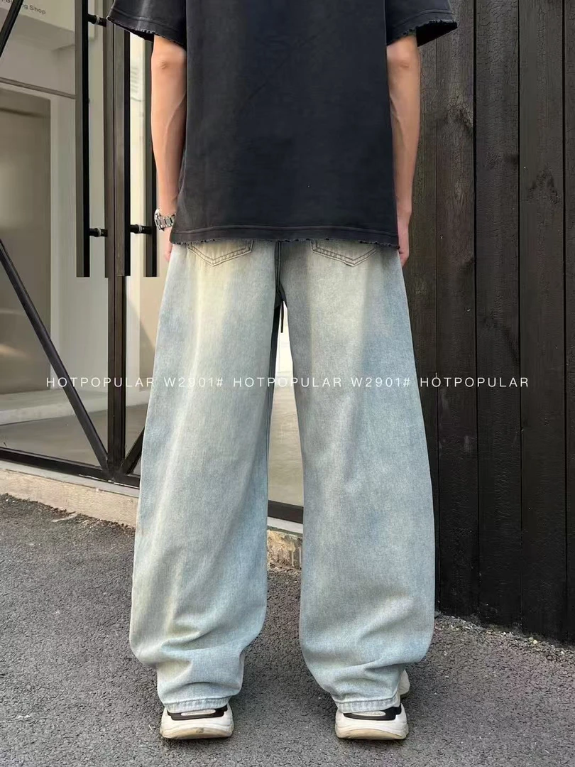 2025夏季薄款软牛仔裤水洗复古百搭休闲美式潮流高街牛仔裤