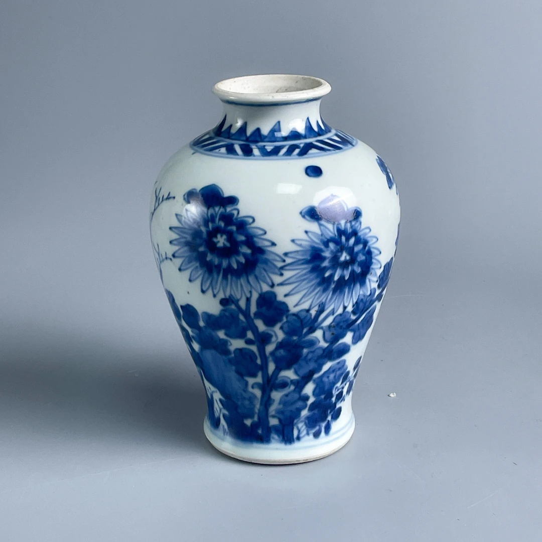 瓷器/古董清康熙青花花卉纹莲子罐-M25AP001716/收藏/文物/绣花张