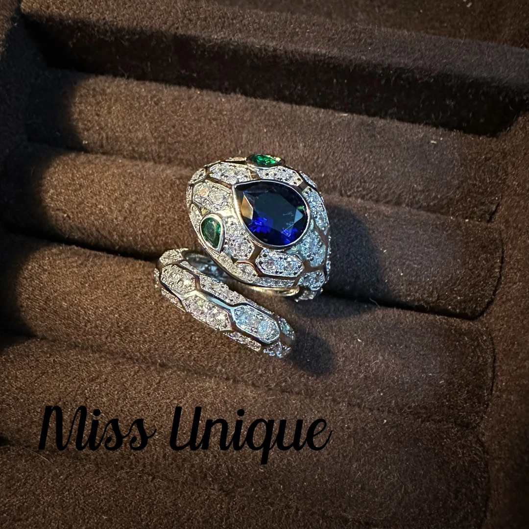 C3416蓝色蛇头戒指