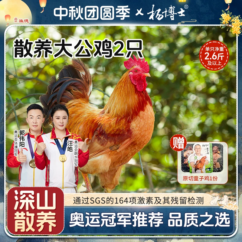 【深山放养大公鸡2只】食安放心杨博士土鸡散养大公鸡嫩鲜新鲜现杀
