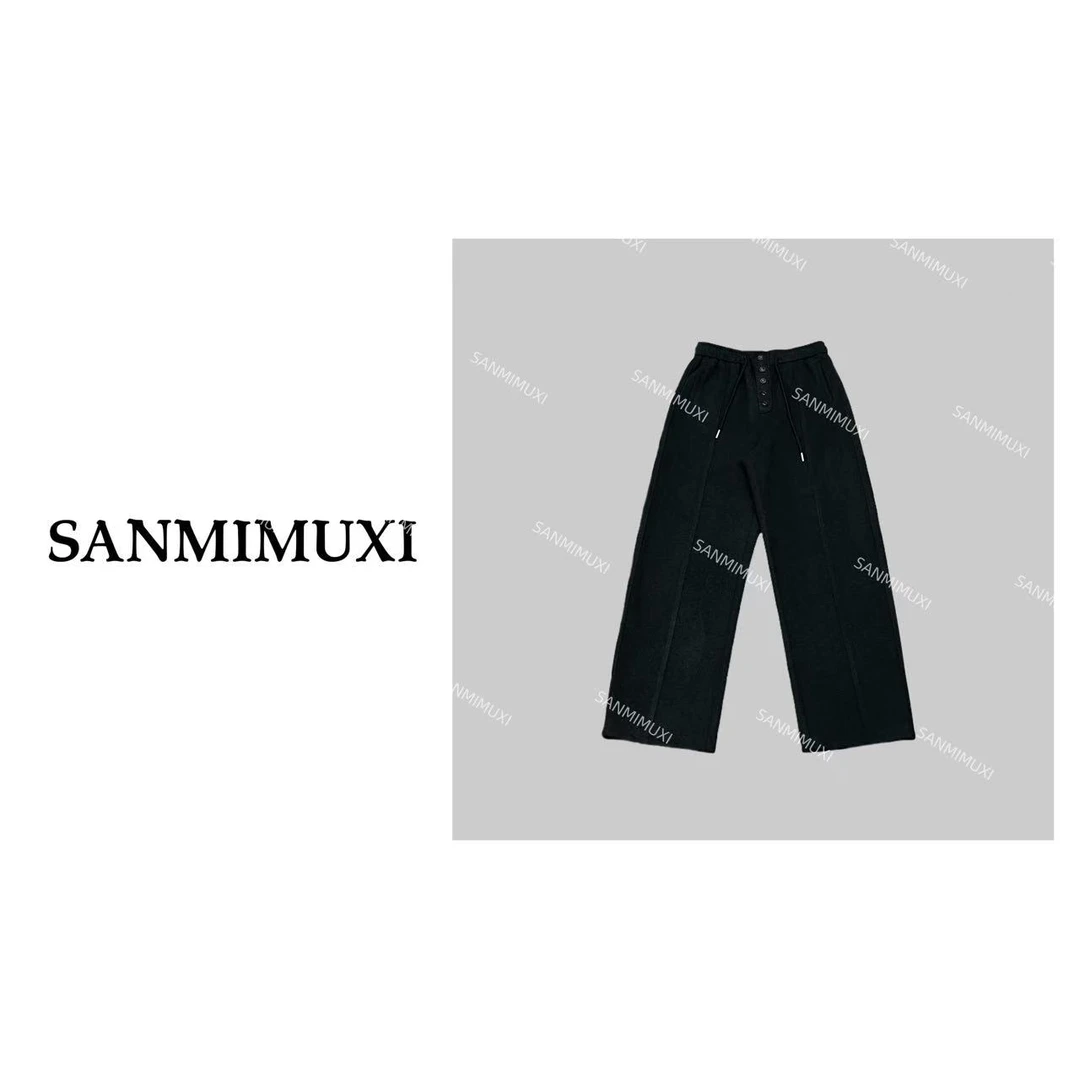 SANMI/叁米  五粒扣松紧腰头醋酸裤  21012