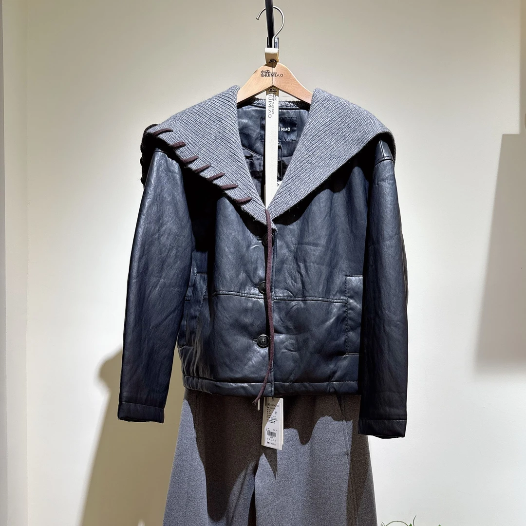 水淼大码女装短款皮棉服1757