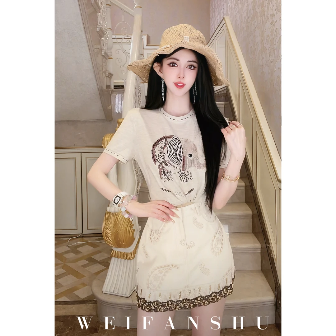 WEIFANSHU/魏凡舒【奶油小象】春夏新款设计感小众T恤上衣