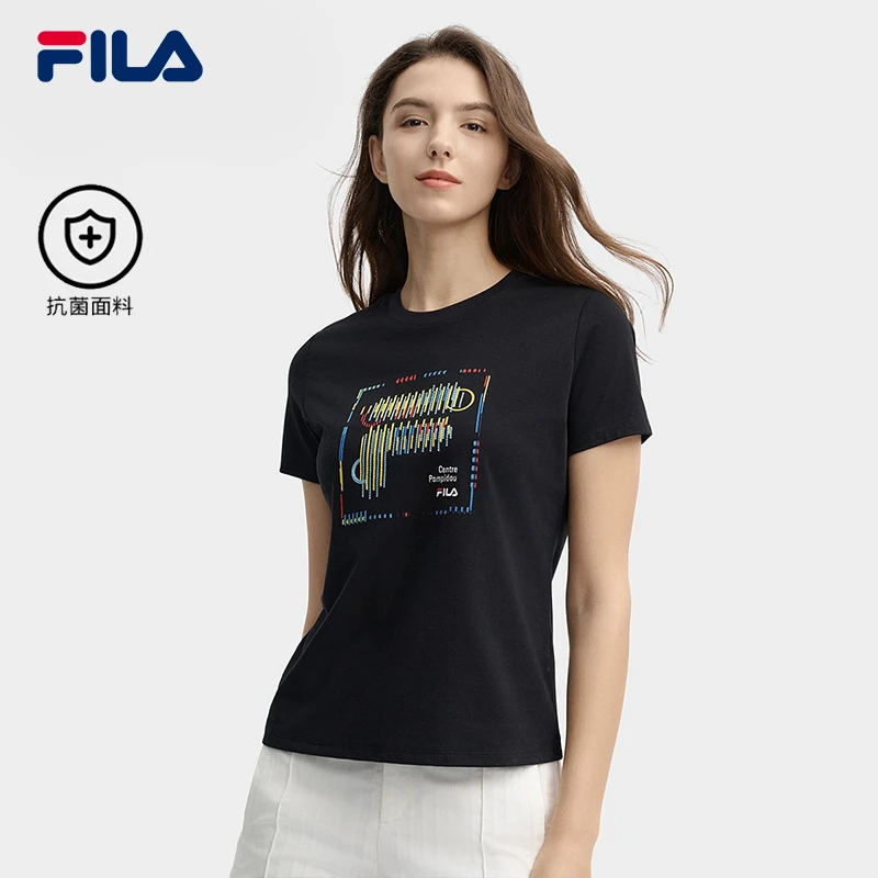 Fila斐乐X蓬皮杜中心女款T恤运动时尚圆领T恤夏季印花F11W438115F