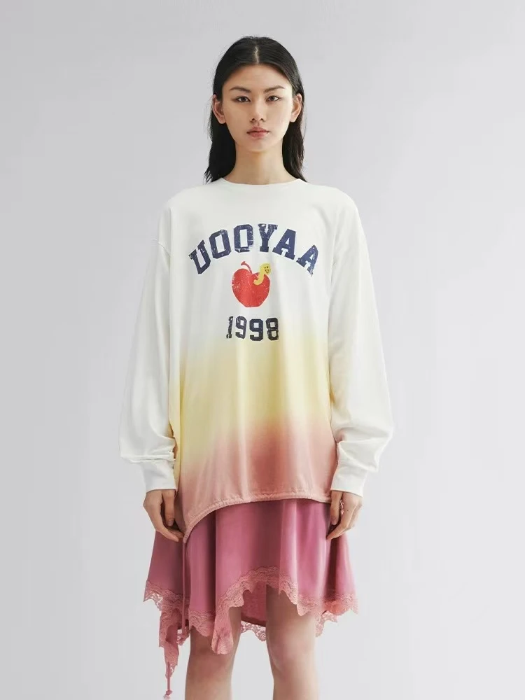UOOYAA/乌丫25秋新款「New Vintage」渐变吊染叠穿式T恤连衣裙2999