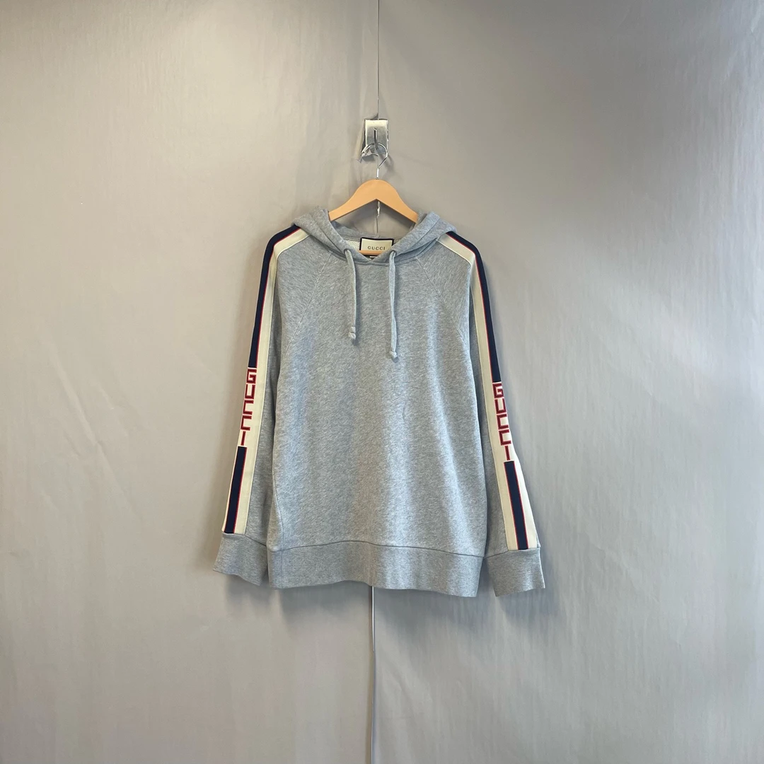 未使用 GUCCI/古驰 侧边logo拉链灰色连帽卫衣 m码 #9036