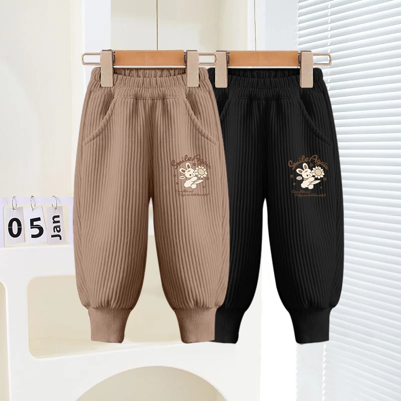 宝宝裤子外穿灯芯绒束脚长裤儿童春秋运动裤休闲裤女童宽松洋气