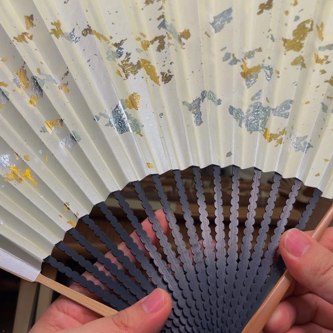 扇子白撒金龙鳞老川料158