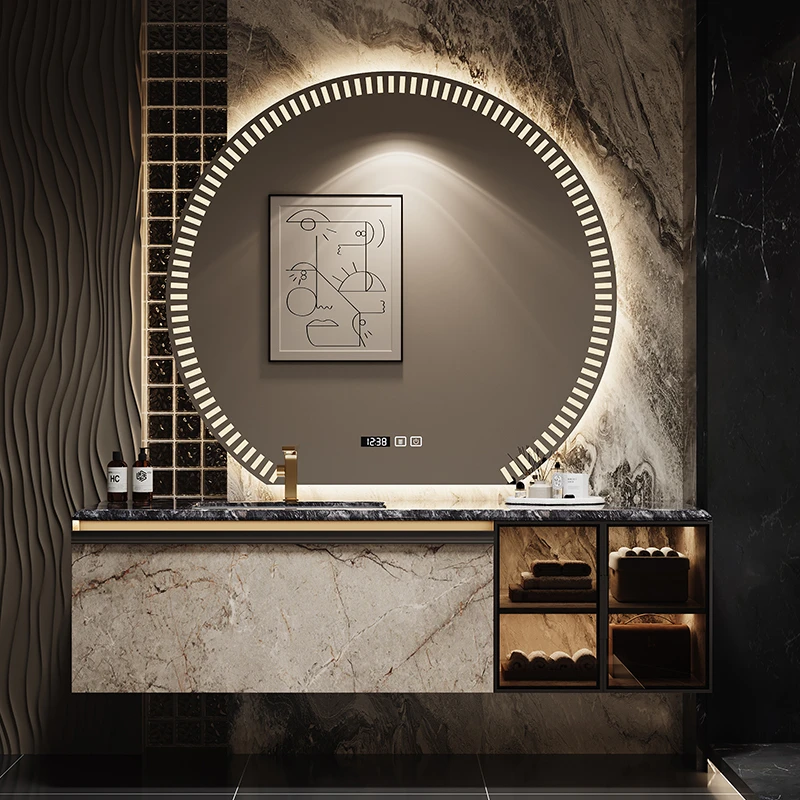 高端奢石浴室柜智能洗漱台洗手盆柜洗脸盆柜组合现代轻奢卫浴柜