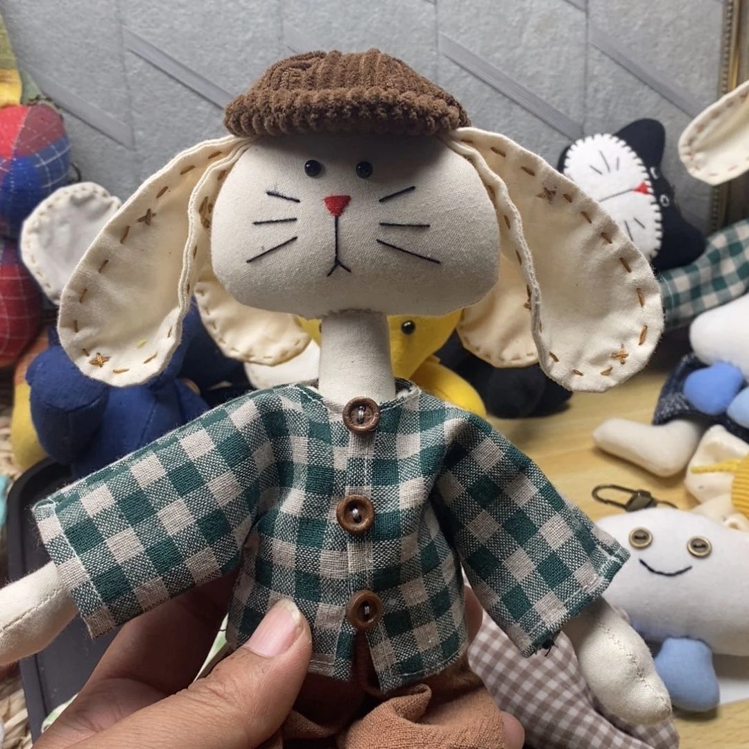 亚麻棉兔子布艺玩偶