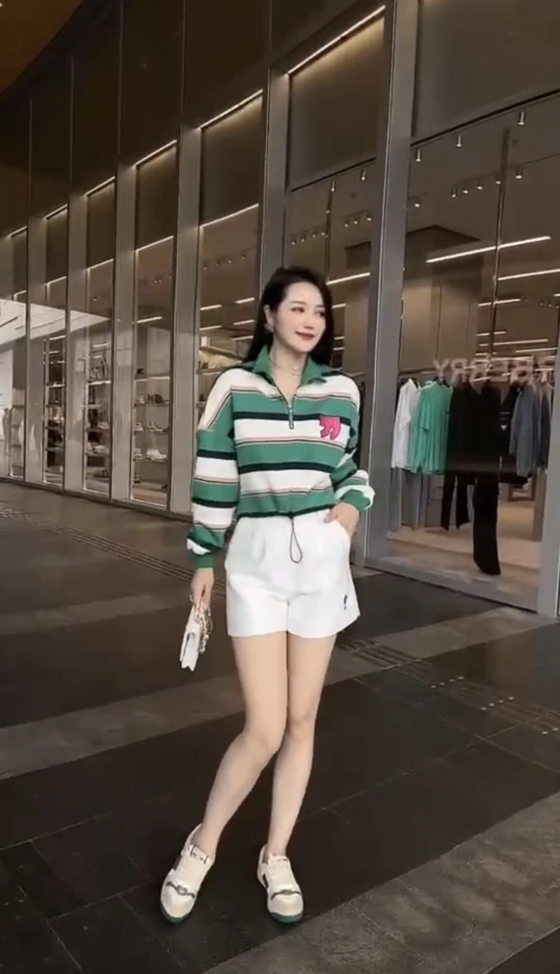 SML-南油春季撞色短款条纹宽松百搭套头上衣FC10