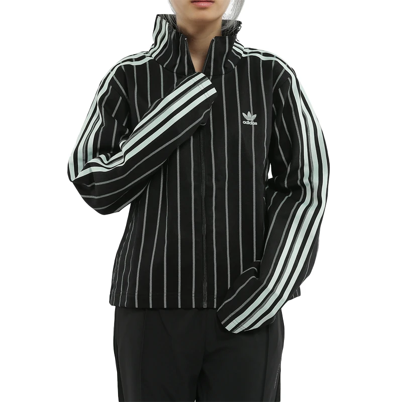 Adidas/阿迪达斯 三叶草女子条纹图案运动休闲外套 DU9885
