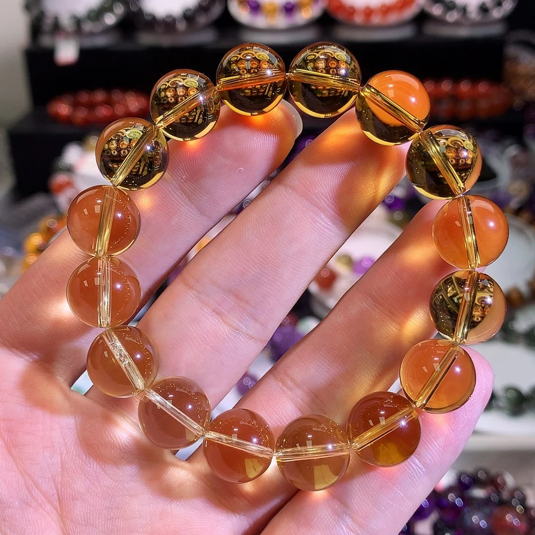 手链水晶未镶嵌渐变色黄水晶12+