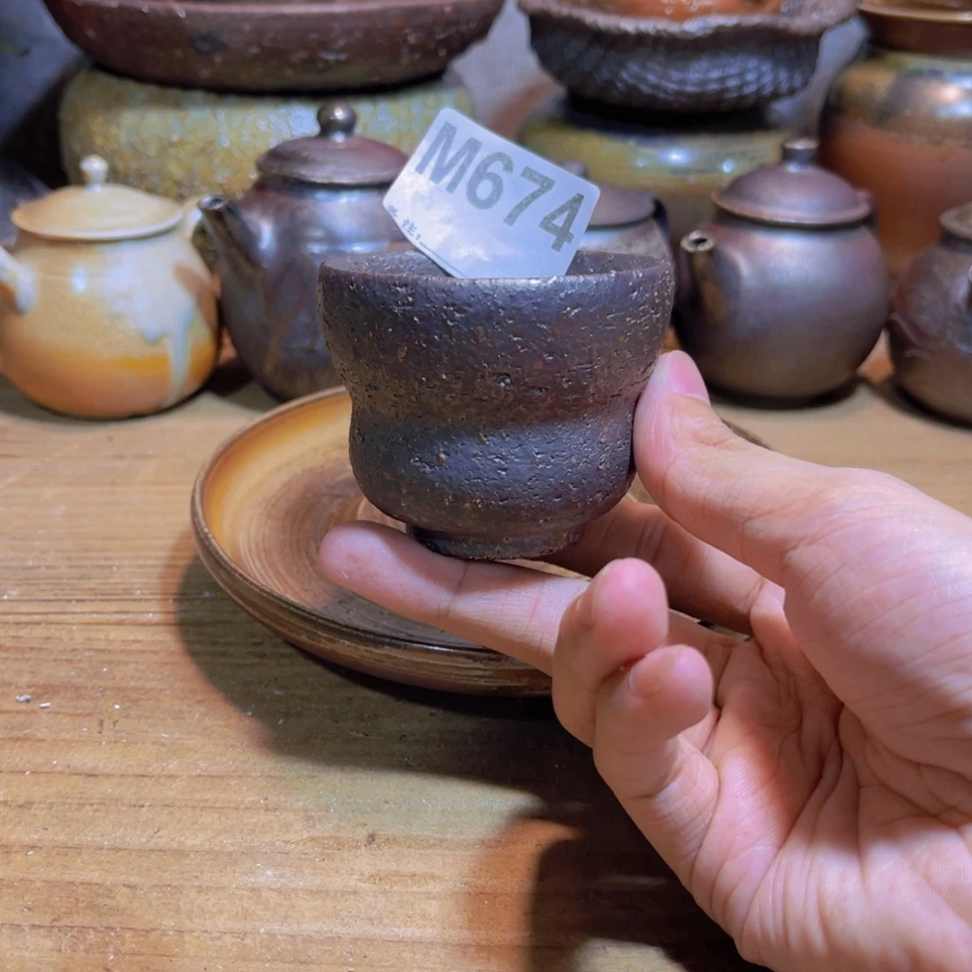 纯手工制作工艺（柴烧）裸烧纯手工制作柴烧杯674