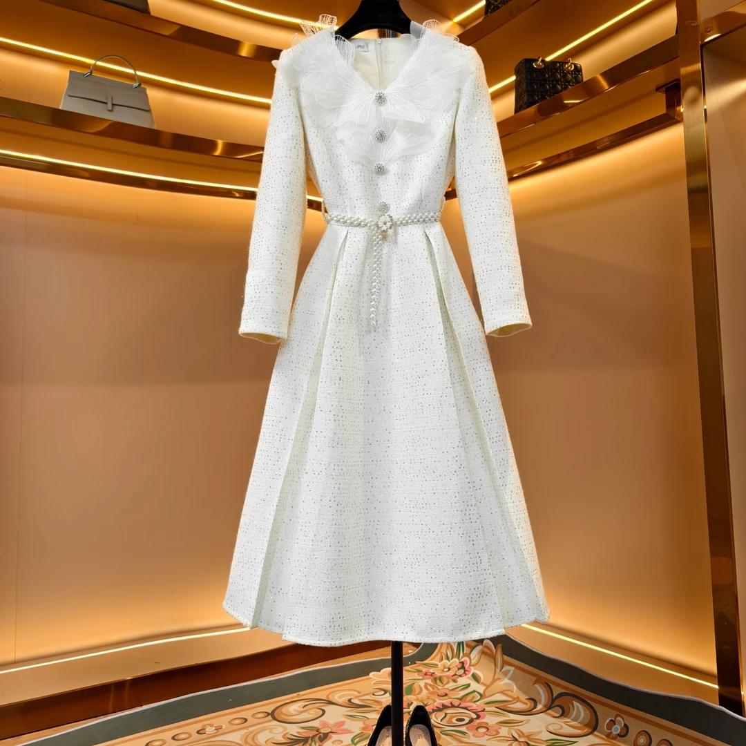 2024秋冬新款显瘦长袖优雅气质修身时尚收腰连衣裙85861