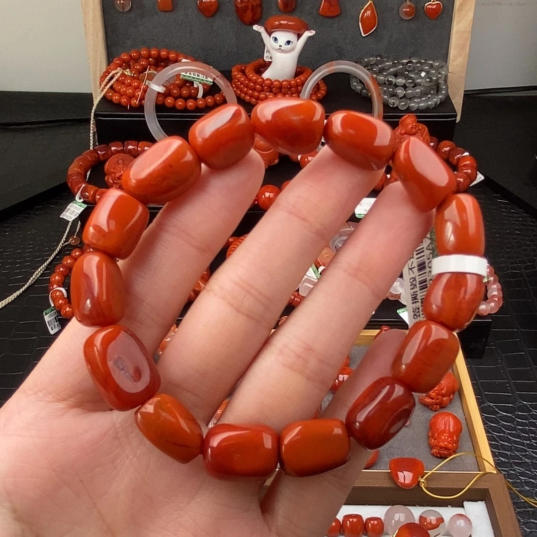 南红玛瑙未镶嵌四川凉山枣珠手串10mm