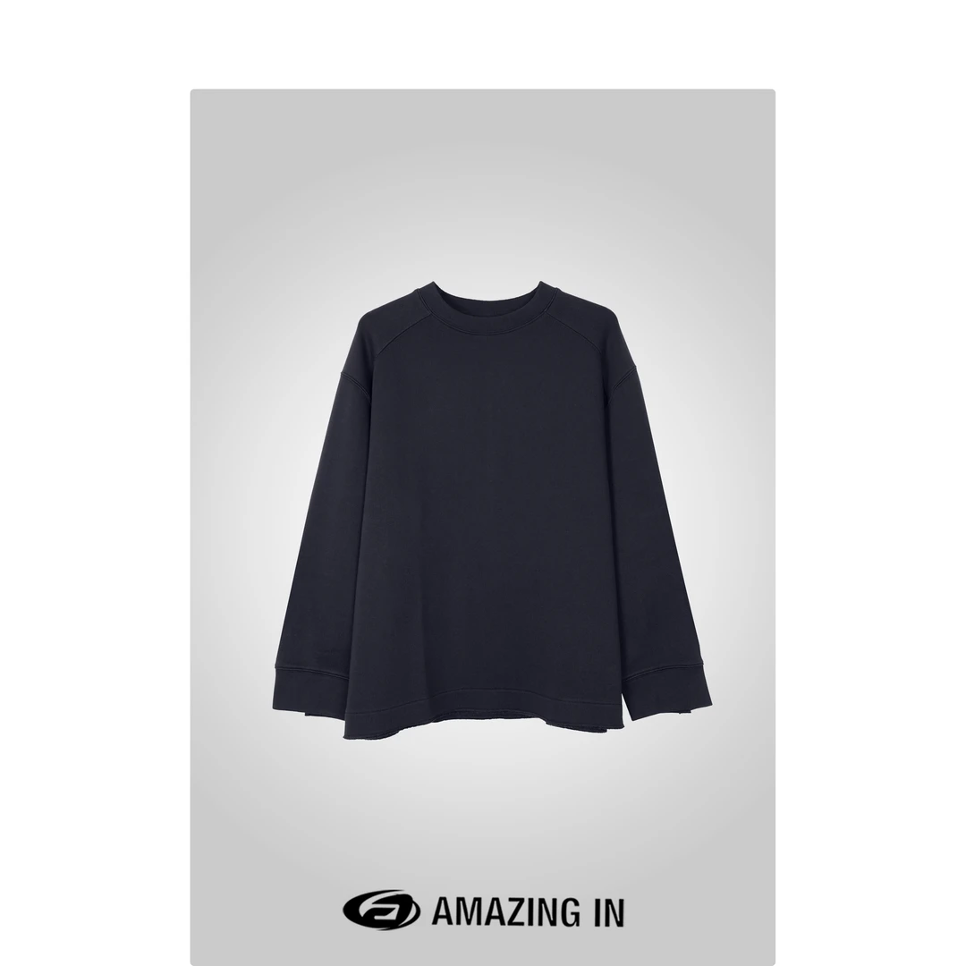 AMAZING IN | 棉质 | 宽袖纯色开叉圆领卫衣女 A240920-WSJ-56178