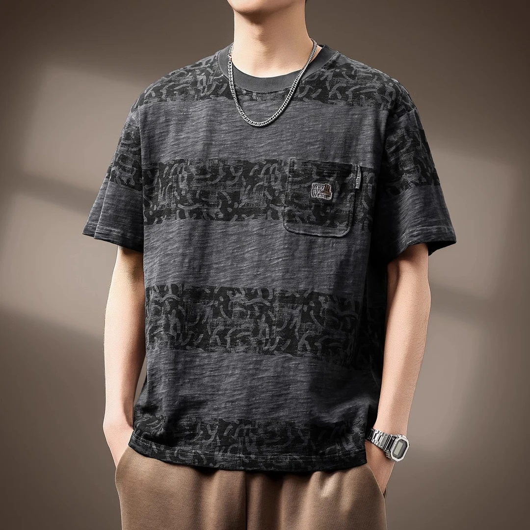 U&PURA高端美式重磅棉短袖T恤男2025夏新款百搭舒适简约潮流时尚