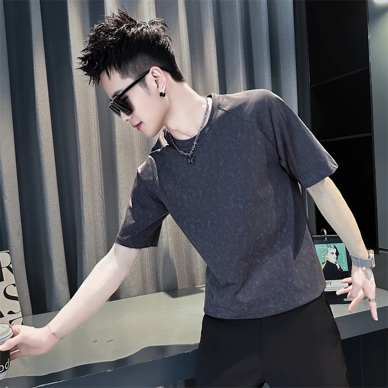 男士短袖t恤夏季2025新款高级感网红潮流休闲百搭男装半袖体恤衫