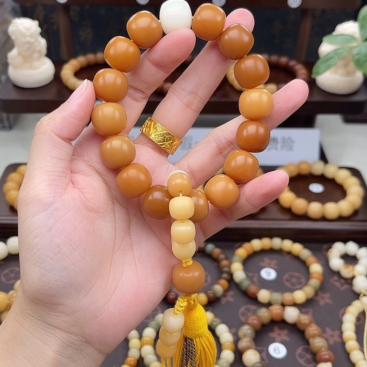 萌***点菩提根/象牙果手串原生态手工干磨缅甸老料