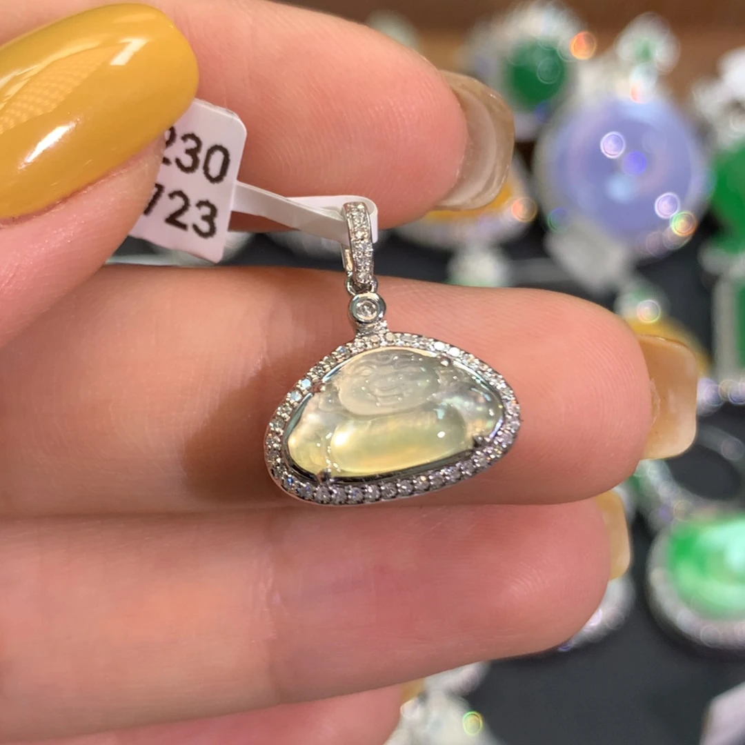翡翠18K金镶嵌吊坠(不含链)