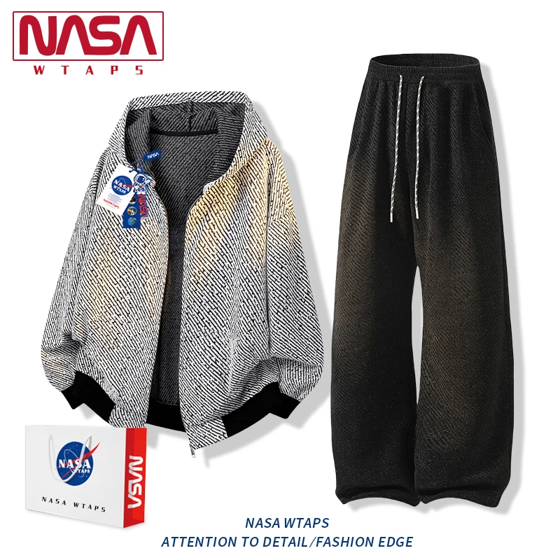 NASA WTAPS美式满天星斜纹夹克套装男款春秋季星空纹长裤卫衣套装