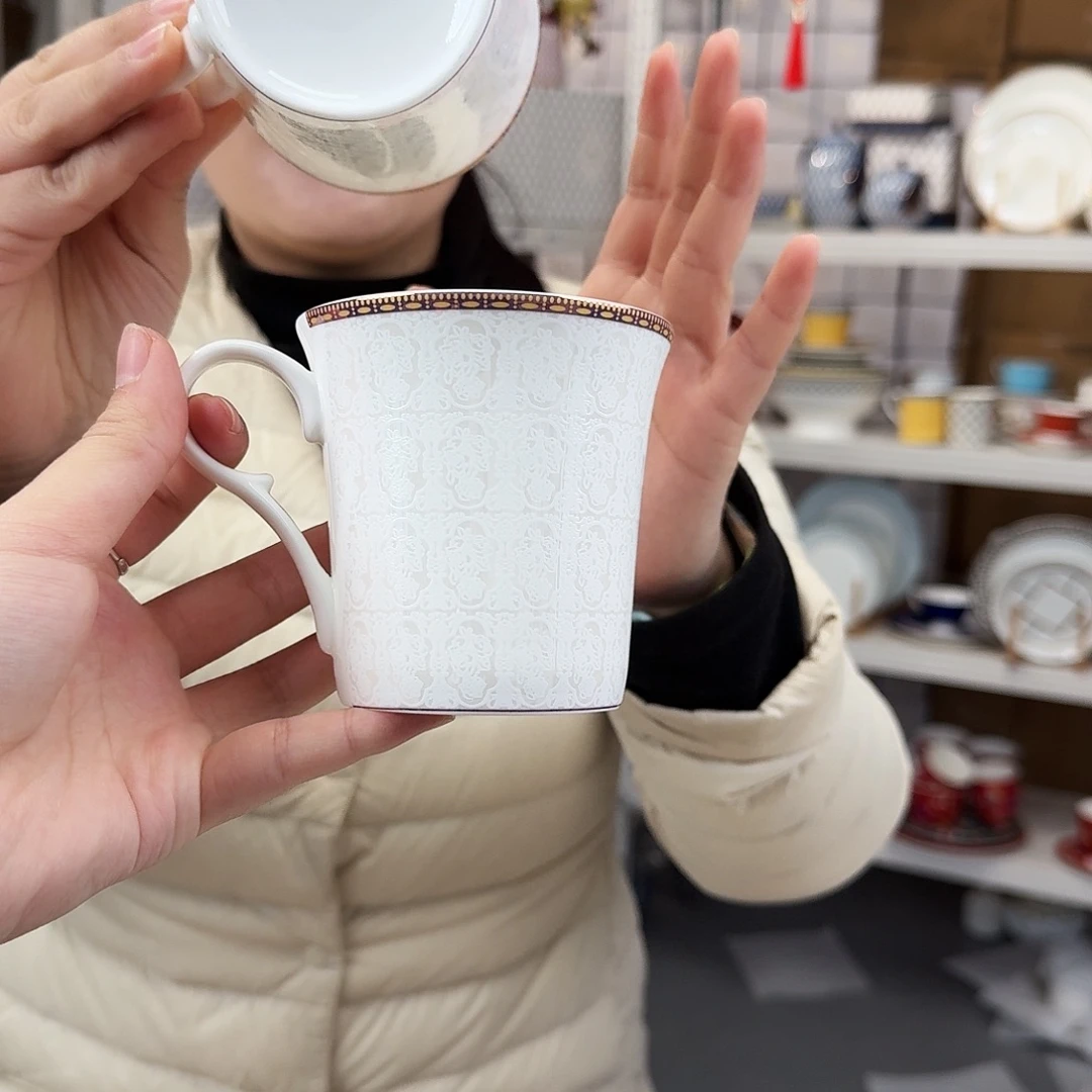 骨瓷高骨马克杯370ml2个外贸骨瓷