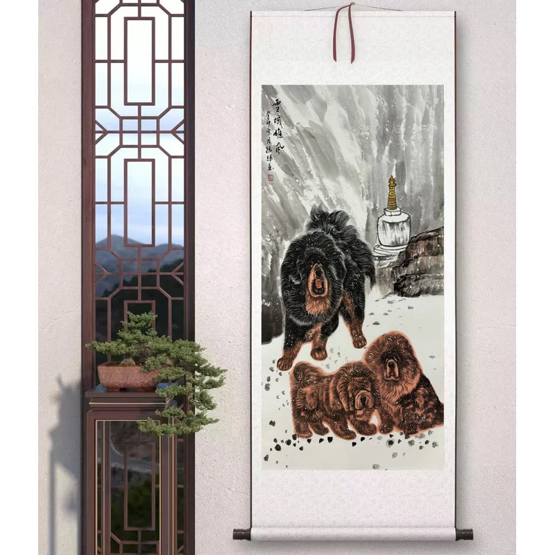 【闪购链接】三尺《雪域雄风》精品卷轴装裱装饰画