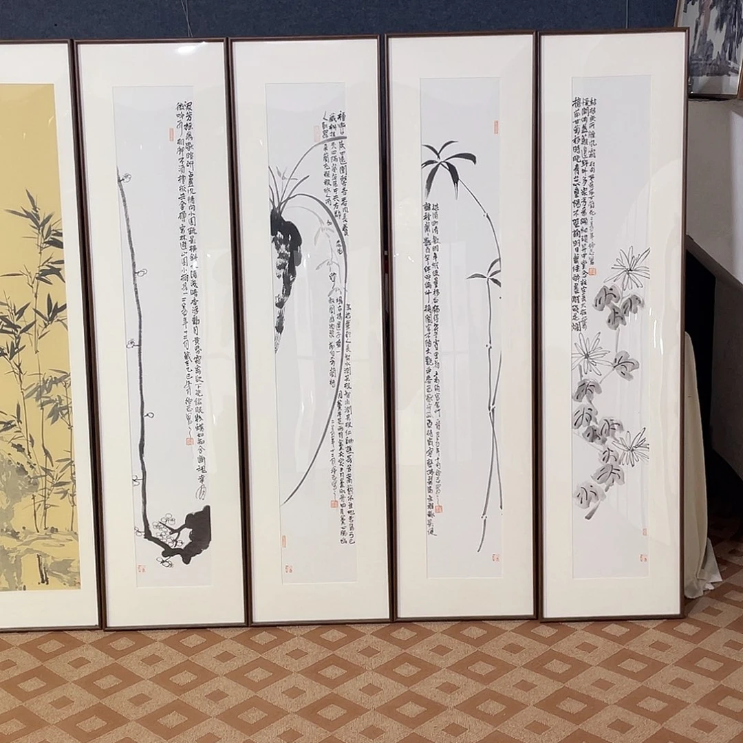 国画手绘画作品带框