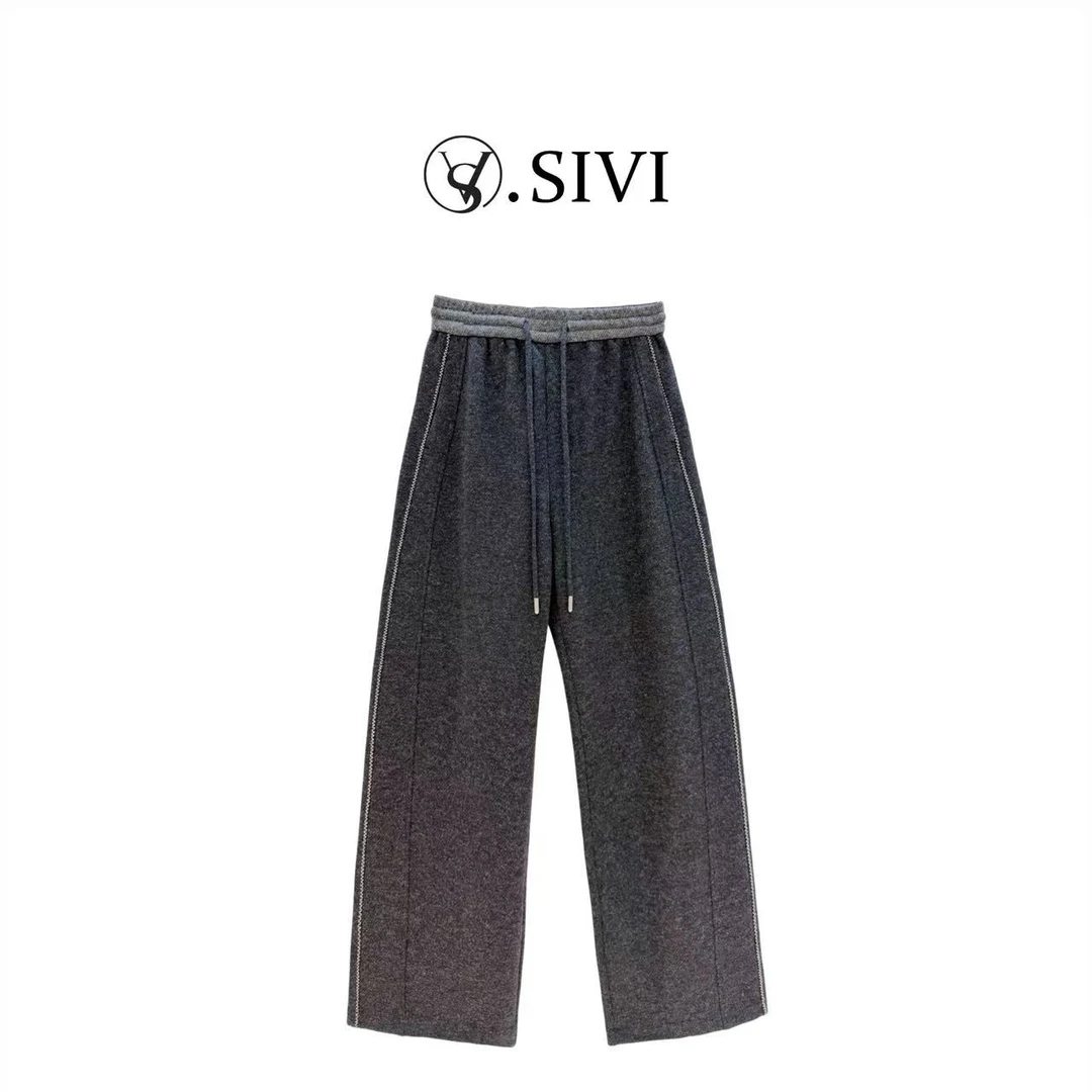 熙薇【​灰域漫行】2025冬季新款显瘦百搭时尚羊-毛休闲裤H5934
